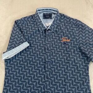 7 Diamonds X Texas Longhorns 4 Way Stretch Shirt Men Large Navy Gold Coast NWOT